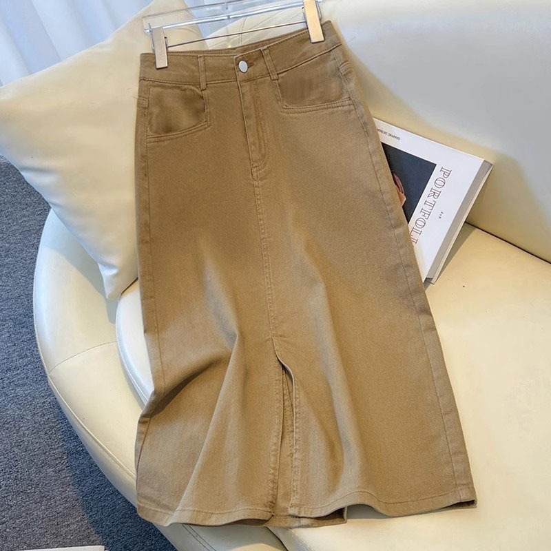 kekinian.factory rok korean style celah rok jeans midi panjang kekinian cewe jumbo regular vintage