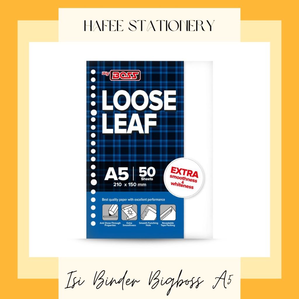 

BigBoss Loose Leaf 50 Lembar A5 Polos Isi Binder kertas Binder (dapat kirim instant bandung)