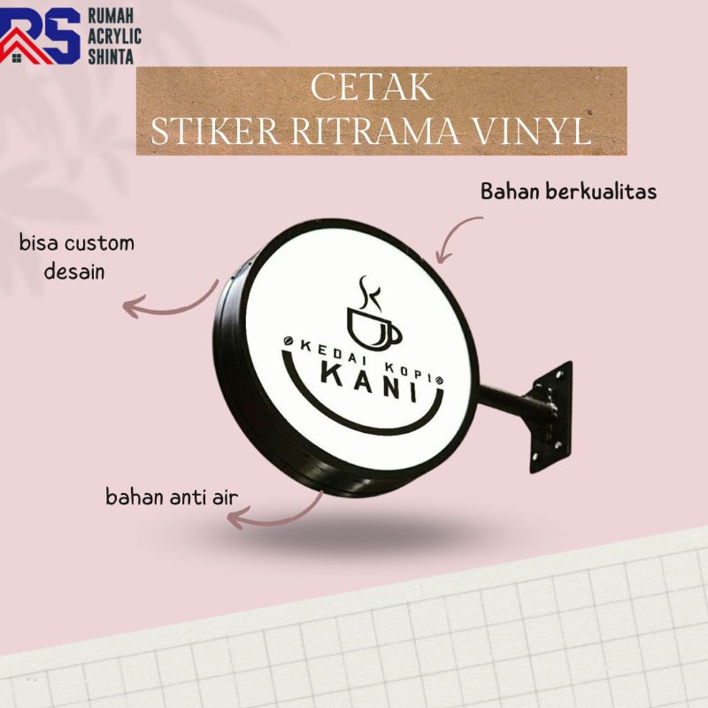 Cetak stiker neon box bahan stiker ritrama vinyl + laminasi + cutting