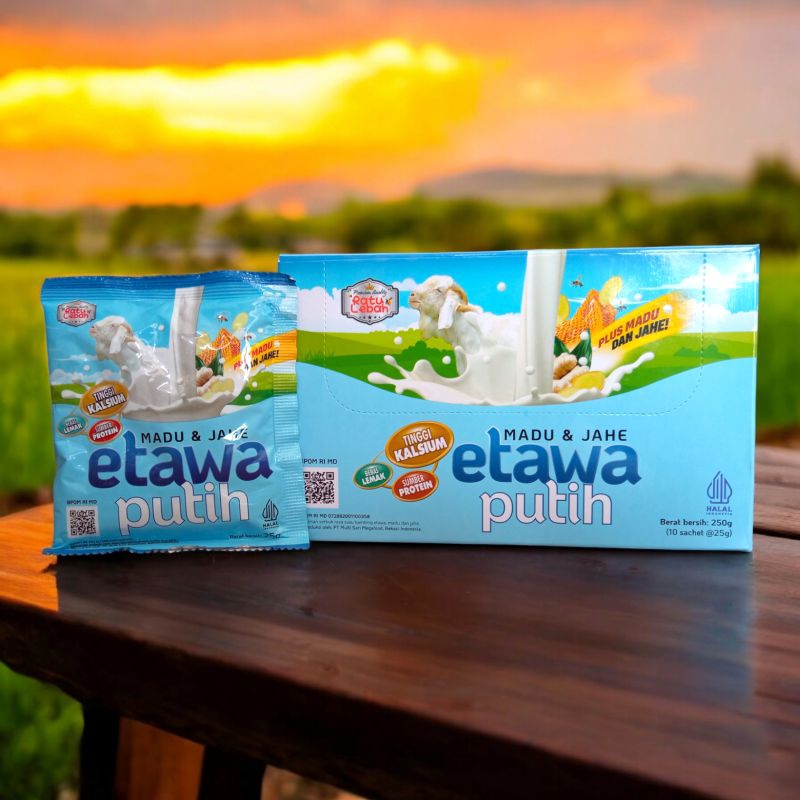 

Susu Kambing Etawa Putih Madu & Jahe Ratu Lebah 1 Box 10 Sachet