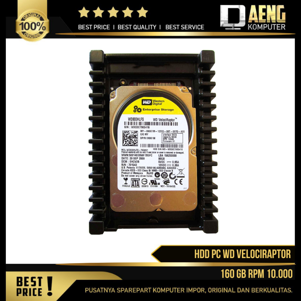 Hardisk Harddisk Hdd PC WD VelociRaptor 160 GB Rpm 10.000 Mantap
