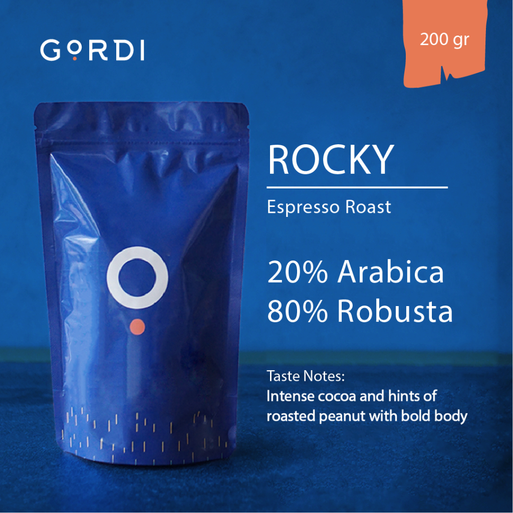 

Gordi Espresso Blend Arabica mix Robusta Beans Biji Kopi Rocky - 200gr