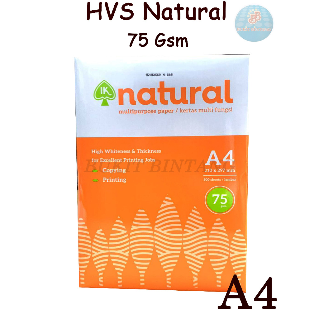 

Kertas HVS Natural 75 Gsm Ukuran A4 ,1 RIM / 500 Lembar