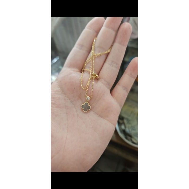 Kalung millie molly koye emas asli kadar 375 liontin mata putih panjang elegan