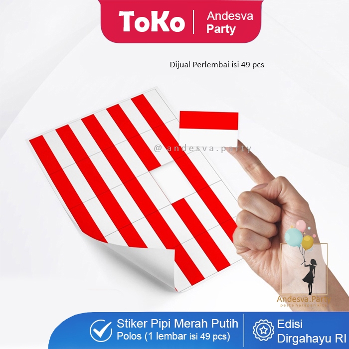 

( isi 49 ) stiker pipi merah putih polos / Stiker Bendera HUT RI polos isi 49 pcs