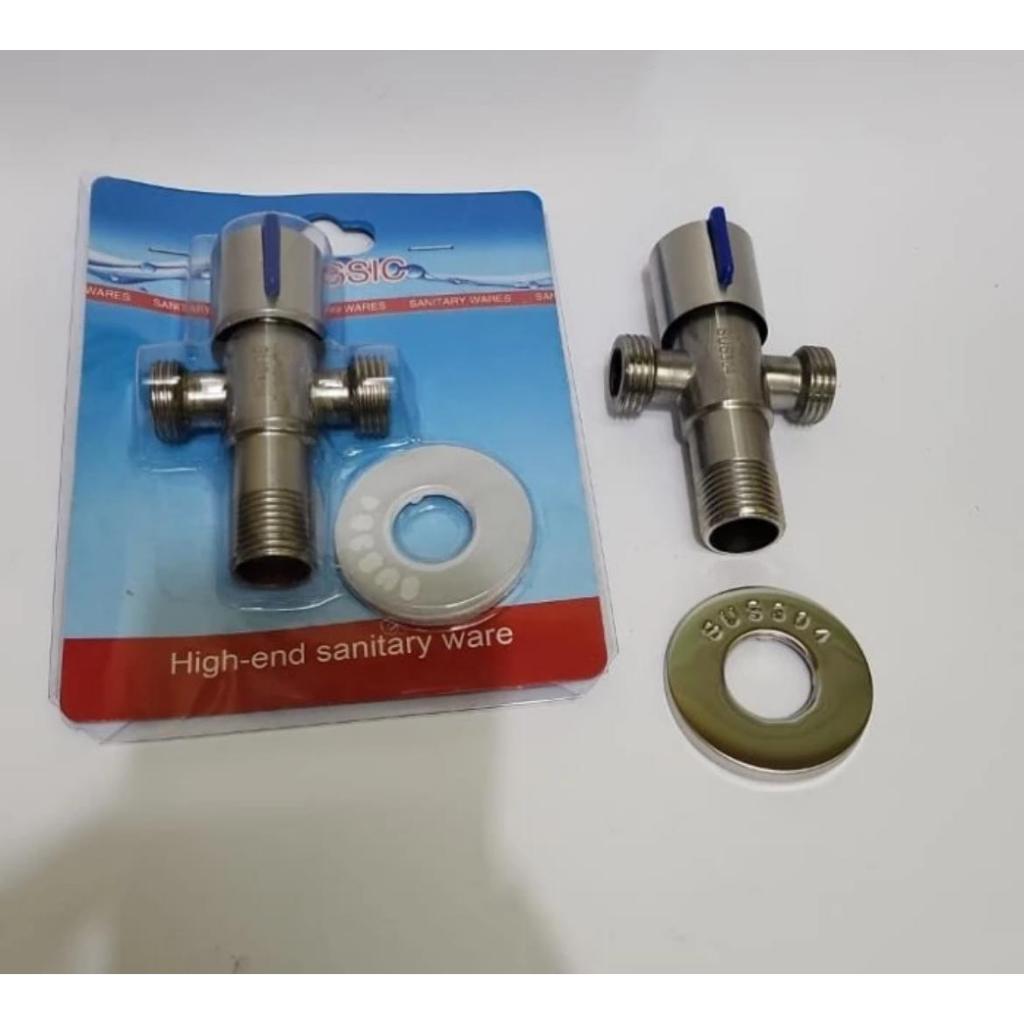 CLASSIC - Stop Kran / Keran Double Cabang T Stainless 1/2" Inch