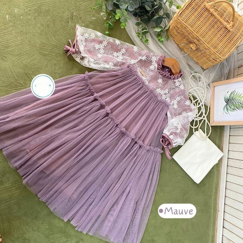 HANANIA BAJU GAMIS DRESS PESTA ANAK PEREMPUAN 2024 MODEL TERBARU BAJU GAMIS ANAK BROKAT