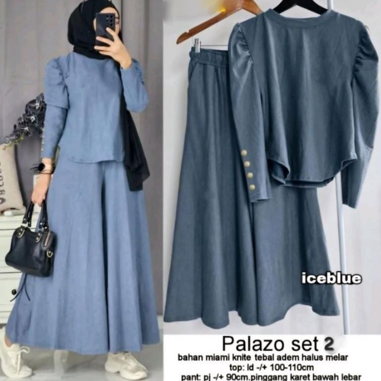 Murah Palazo 2 Set Kulot Bawah Lebar / Set Wanita / Set Kulot / Set Fashion / Setelan Wanita / One S