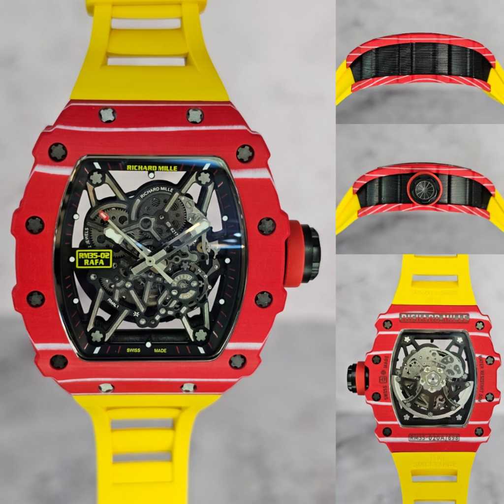 JAM TANGAN RICHARD MILLE CLONE 1:1 RM 35-02 CARBON LIMITED EDITION FULLSET BOX / NEW MEN LUXURY WATC