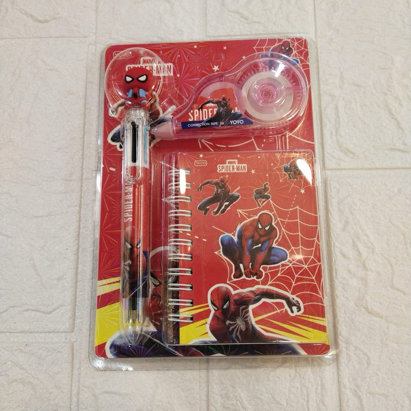 

PAKET SET ALAT TULIS 3in1 KODE 8023 SPIDERMAN,DORAEMON,DINO,KITTY