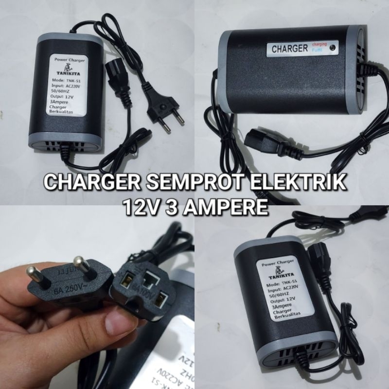 Charger Aki Baterai Pompa Gendong Sprayer Elektrik 12V 3A 3 amper Cas Aki Fast Charging Kebun Ladang