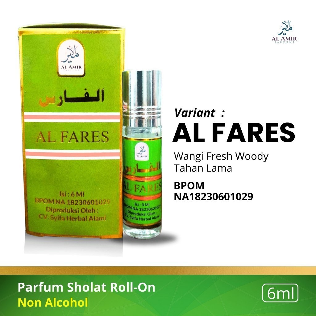 AL AMIR - Parfum Roll On Al Fares non alkohol 6ml Original tahan Lama minyak wangi al fares