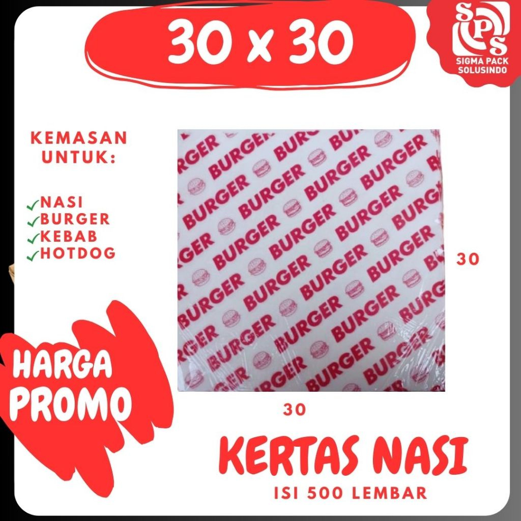 

Kertas Burger 30x30 | Logo | Packing Burger | KFC | Paper Wrap | Kebab | Laminasi | Zigma Pack