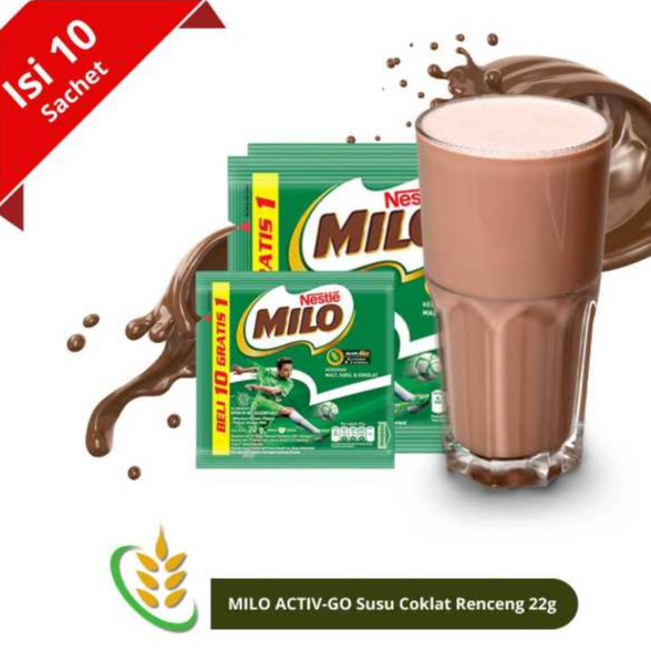 

MILO SACHET 22GR 10 GRATIS 1 [HARGA PER RENCENG ISI 10+1]