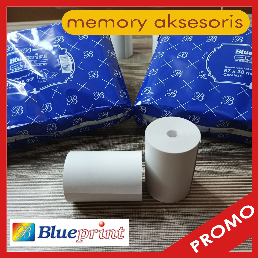 

Kertas Thermal 57mm x 38mm Blueprint Lite Kertas Kasir Kertas Struk 1PACK (10 ROLL)
