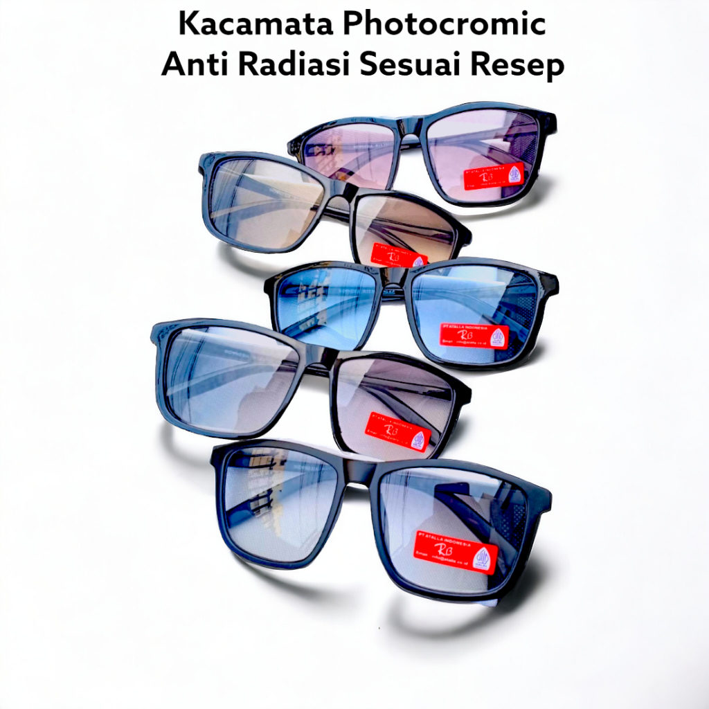 Kacamata Anti Radiasi Photocromic Lensa Tipis Frame Kotak Lentur / Kacamata Minus Plus Silinder