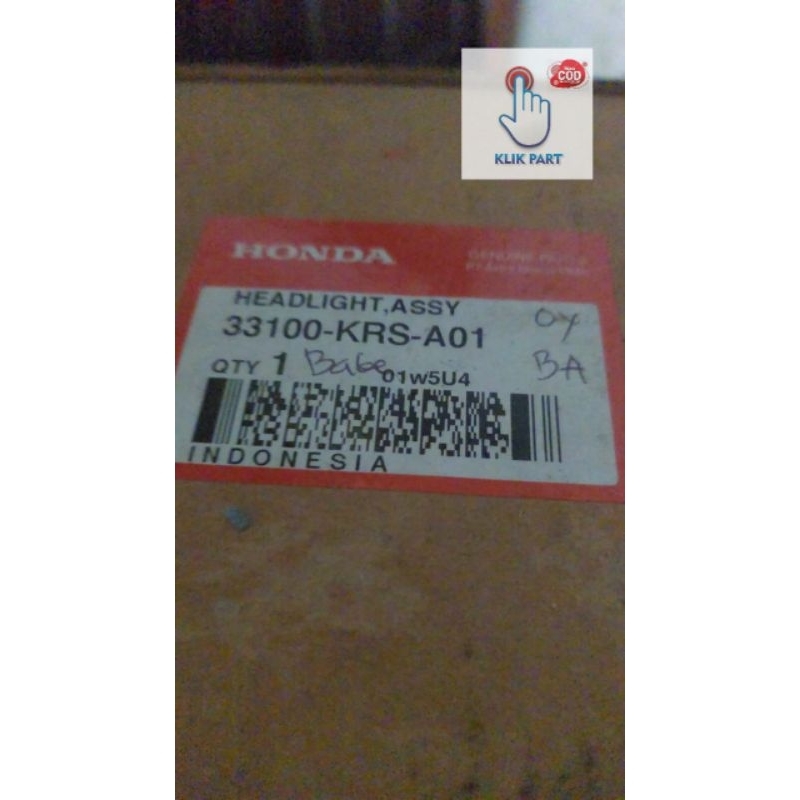33100-KRS-A01 head light assy lampu depan supra fit lama