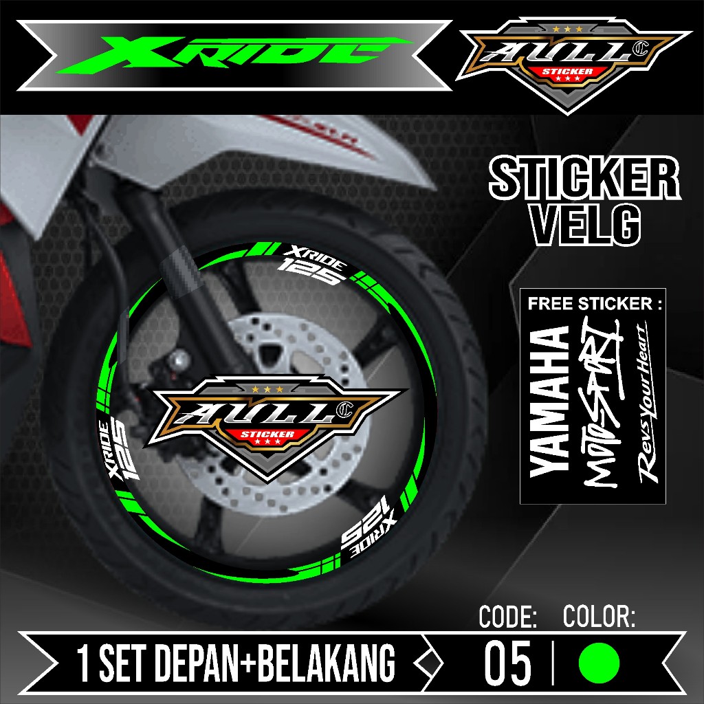 Stiker Velg XRIDE Cutting Velk Motor Yamaha XRIDE List Sticker Velk Ban Variasi Lengkap Set Depan Be