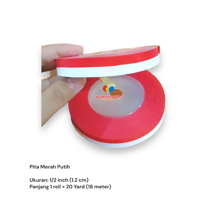 

(1 ROLL = 18 METER) PITA MERAH PUTIH 1/2" (1.2 cm) INDONESIA / PITA AGUSTUSAN / PITA DEKORASI / PITA BENDERA MERAH PUTIH