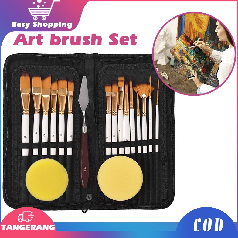 

KODE K7V7 18PCS Alat Lukis Kuas Cat Air MinyakKuas Alat Lukis SetMix Kuas Lukis Set LengkapArt Brush Set