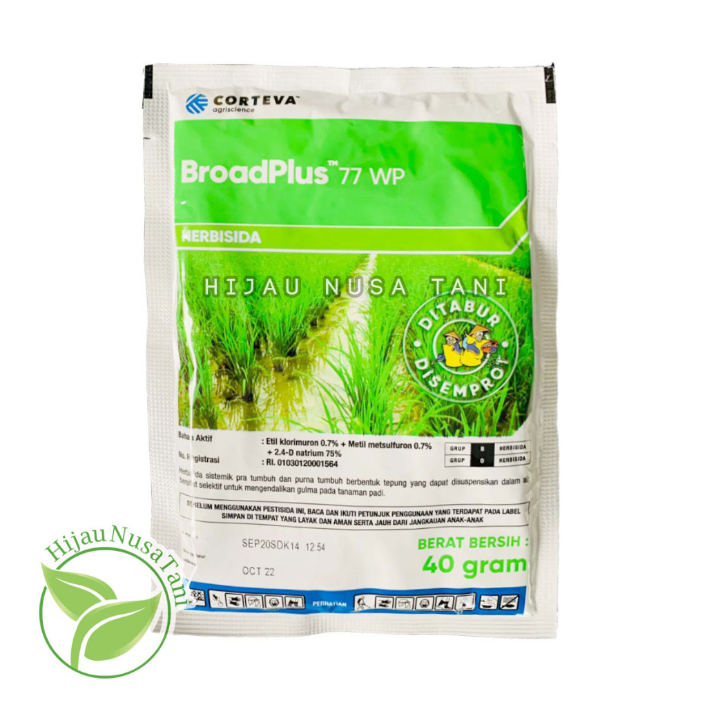 Herbisida BROADPLUS 77WP 40 gram Corteva - obat pembasmi rumput sawah padi palawija pra purna tumbuh