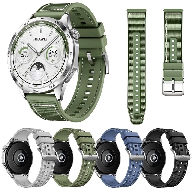 Strap / Tali Jam Silicone Nylon Woven Braid 22mm Huawei Watch GT Series 46 / Watch Buds / Ultimate O