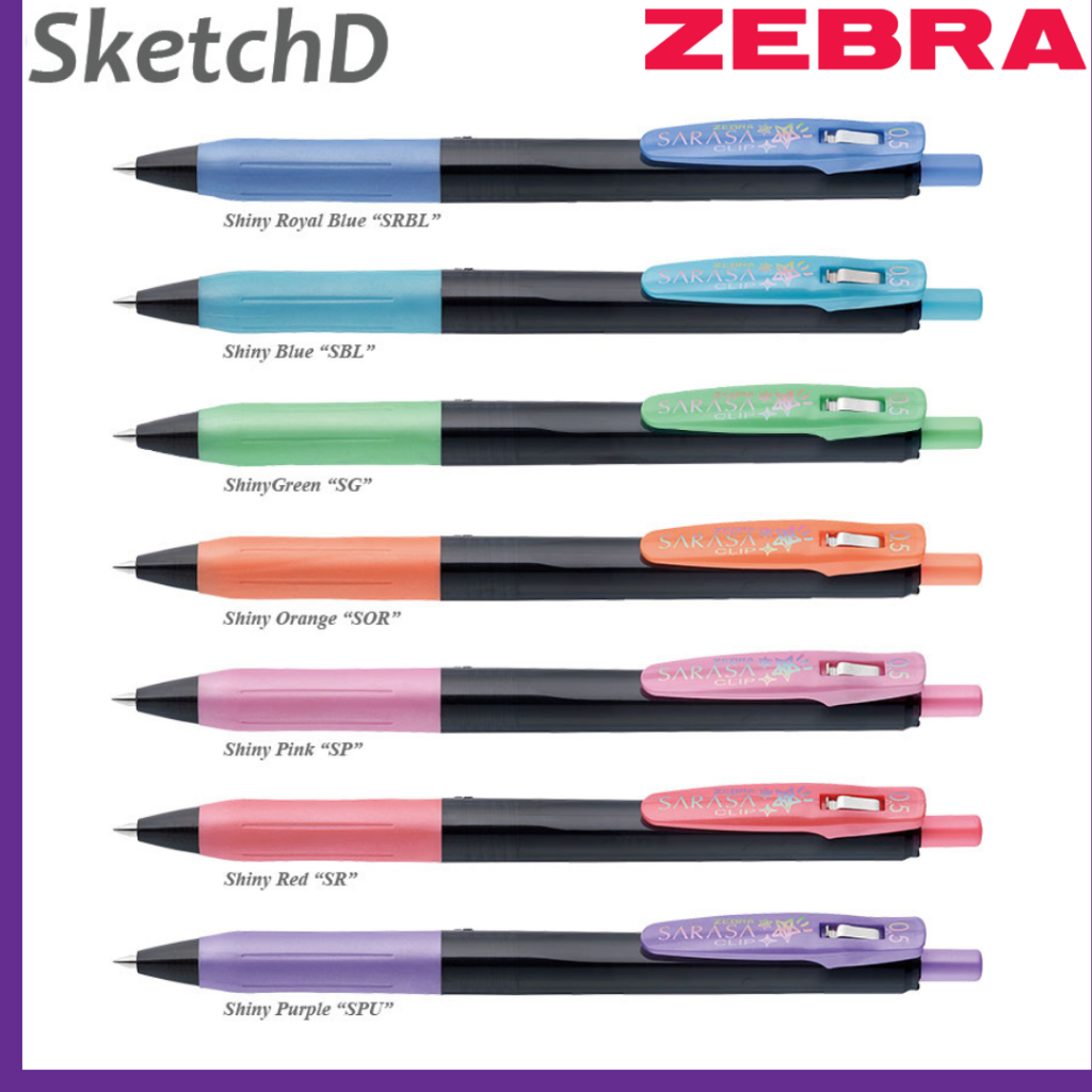 

Pulpen Zebra Sarasa Clip 05 Warna DECOSHINE Color Gel Pen 0.5 mm + Gold Silver Cooper