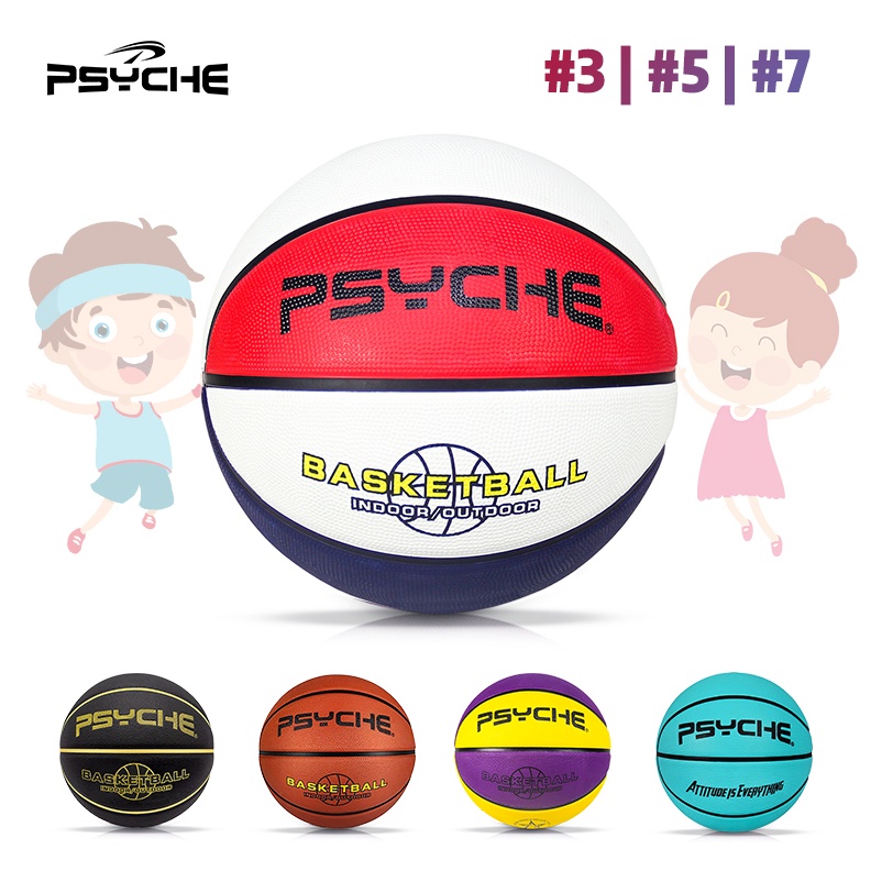 Psyche Basketball Original Anak Rubber Training Outdoor Size 7 Size 5 Size 3 o J5Y9