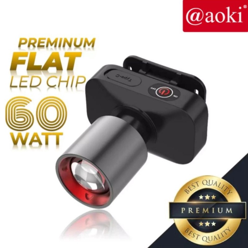 KODE U1A Senter Kepala Cas Zoom LED Laser Aoki 3 Mode Cahaya