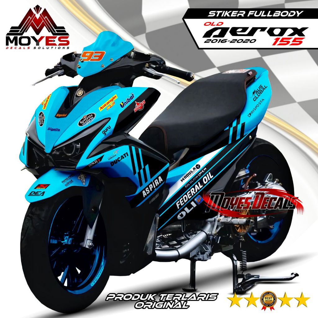 DECAL CUSTOM AEROX 155 FULL BODY - DECAL AEROX 155 MOTIF TERBARU