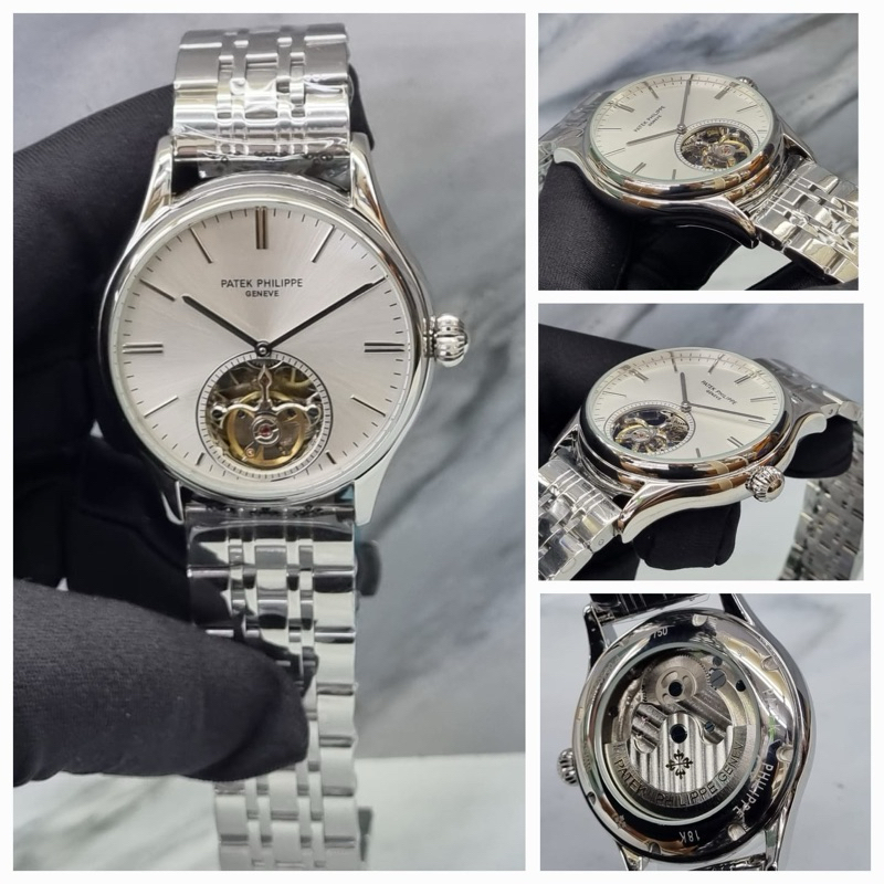 JAM TANGAN PRIA/COWOK PATEK PHILIPPE SKELETON CHAIN STEEL SILVER AUTOMATIC JAPAN AAA 42mm #Jamtangan