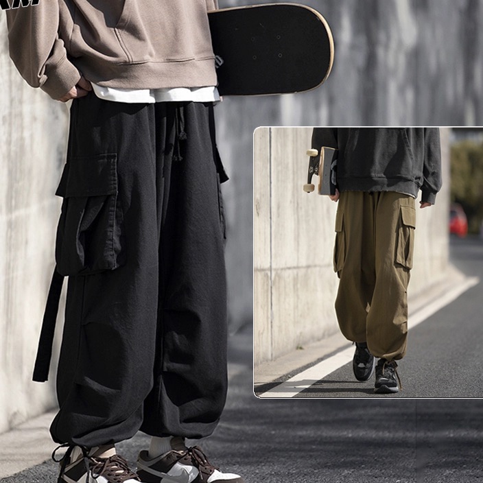 FG2 celana cargo panjang pria hitam celana kulot korea celana cargo premium celana pinggang karet pr