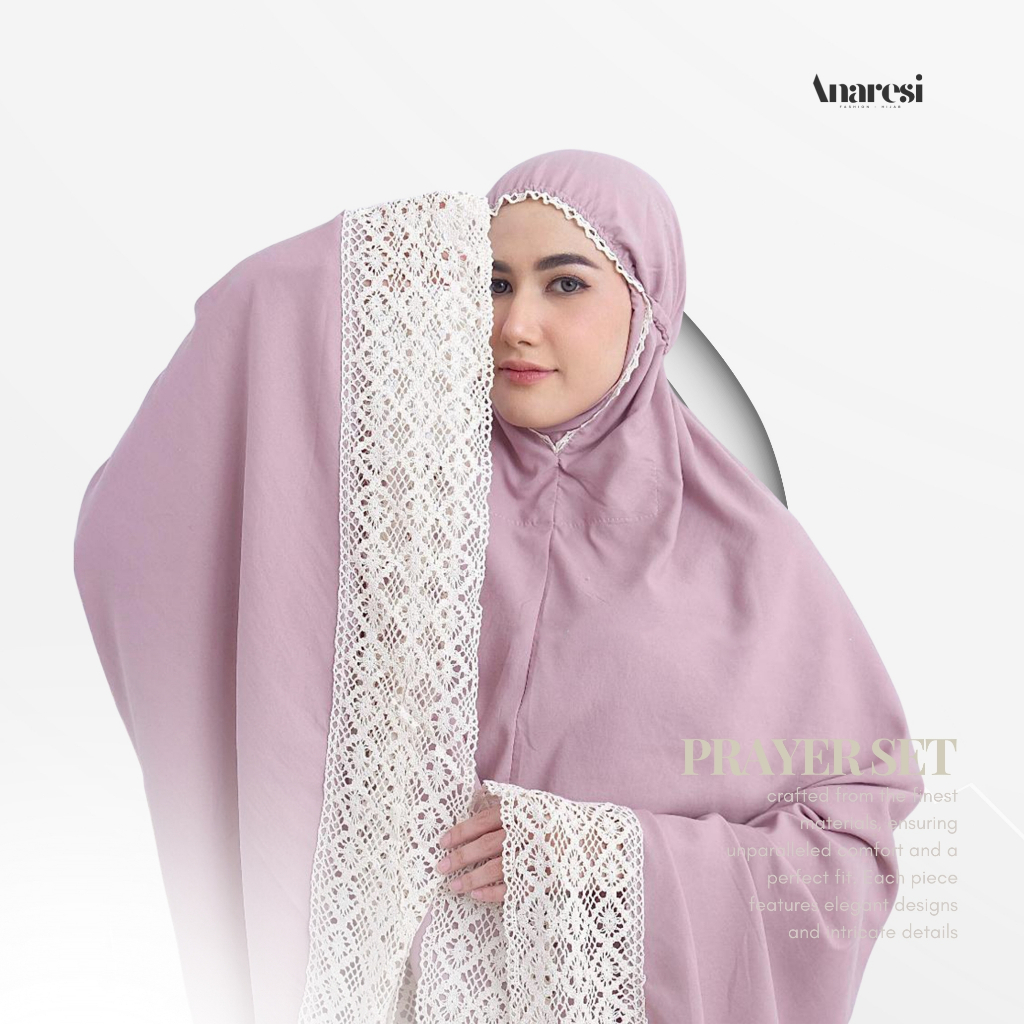 ANARESI – Mukena Dewasa Jumbo Katun Premium Rajut Renda Bahan Adem Tebal Anti Kusut