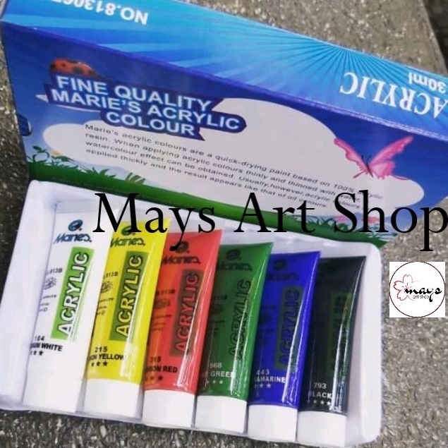

KODE J1J Cat Akrilik Set Lukis Maries Isi 6 Warna Dasar x 3 ml Maries Acrylic Paint Color 6x3 ml No 8136B Colour 6x3ml Anak Profesional