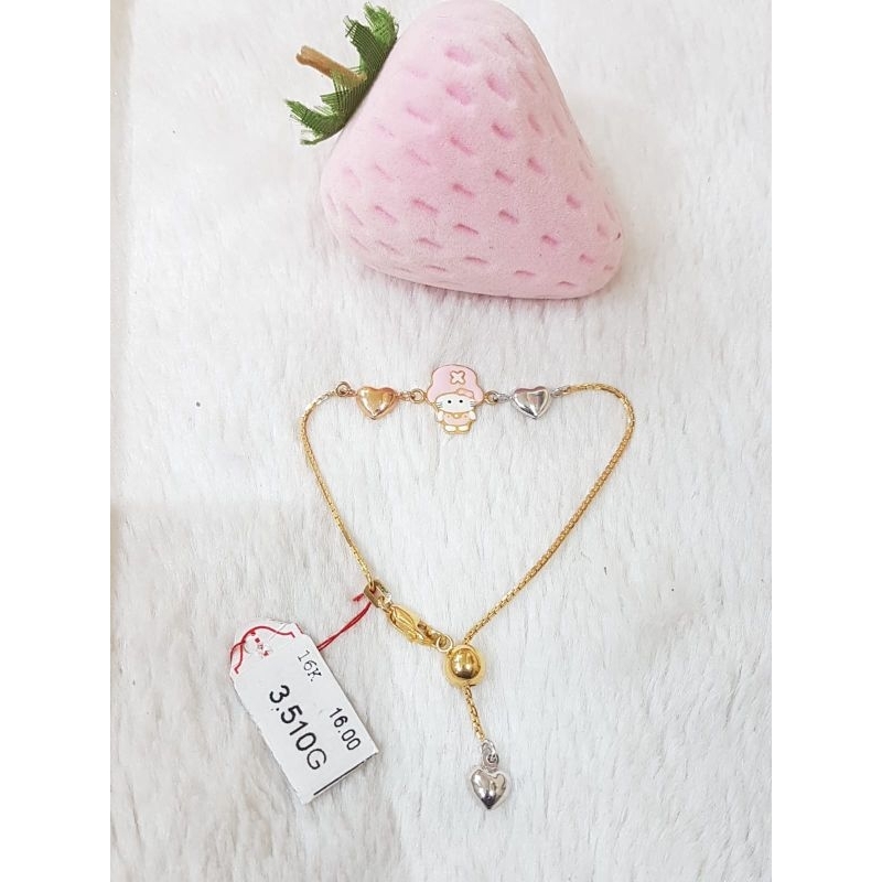 Gelang rantai emas 70 hello kitty hati serut