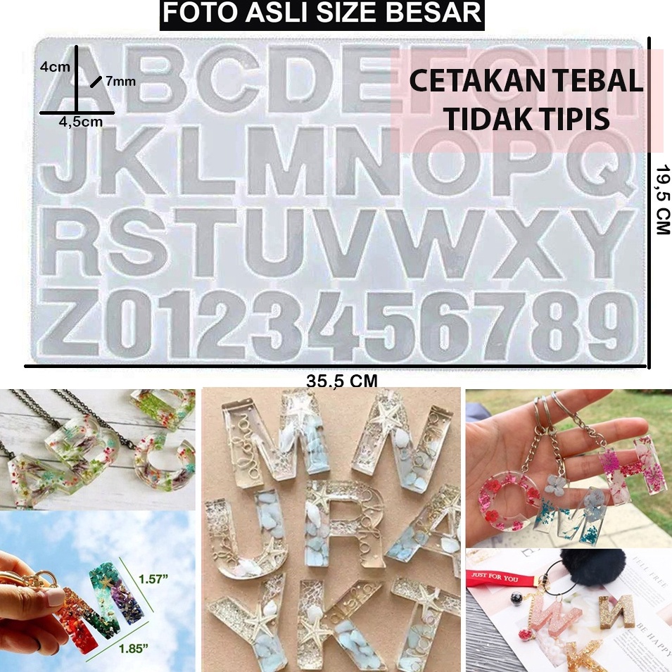 

KODE R9Y8 Size BESAR Cetakan Huruf AZ Angka Alfabet Alphabeth Cetakan Resin Cetakan Silikon Mold Resin