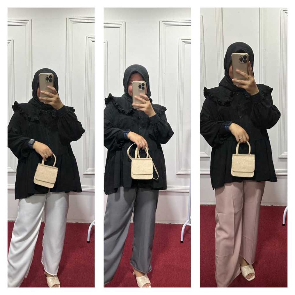 UPGRADE Celana Kantor Wanita Shakila Pants Kulot Highwaist Shakila Import Premium Stretch Kacing 2