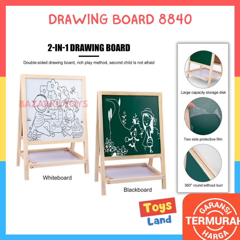 

KODE W9H6 Drawing Board 884 Mainan Papan Tulis Anak Papan Tulis Mainan Anak White Board Black Board Papan Tulis Lipat