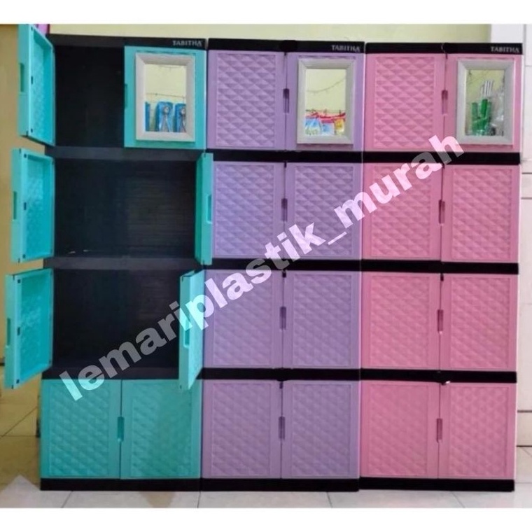 Tren Kekinian lemari plastik kaca  lemari baju kaca  lemari rak serbaguna kaca
