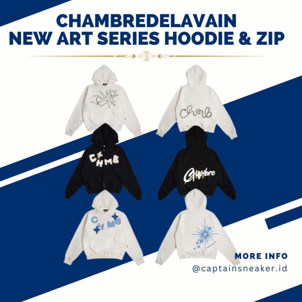 [Ready stock] Chambredelavain hoodie beds star broken white/ball chain broken white/zip masking tape