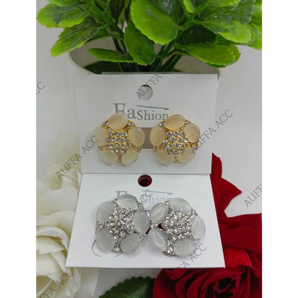 PRODUCT IMPOR Anting giwang bunga berlian mutiara  Anting jepit terbaru warna gold  putih