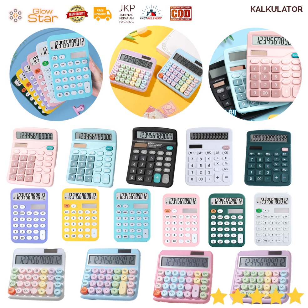 

KODE R2E2 KAL Kalkulator Elektronik Digital 12 Digit Black Kalkulator toko baterai AA Batrai Kancing Tenaga Surya Cahaya pink blue orange green kalkulator kecil besar kantong lucu cute color