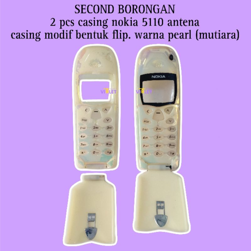 SECOND BORONGAN 2 pcs casing nokia 5110 antena. casing modif bentuk flip warna pearl (mutiara). casi