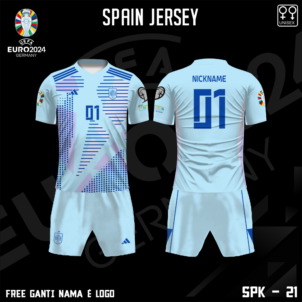 Setelan celana Jersey football kaos kiper bola timnas spanyol baju piala eropa jerman 2024