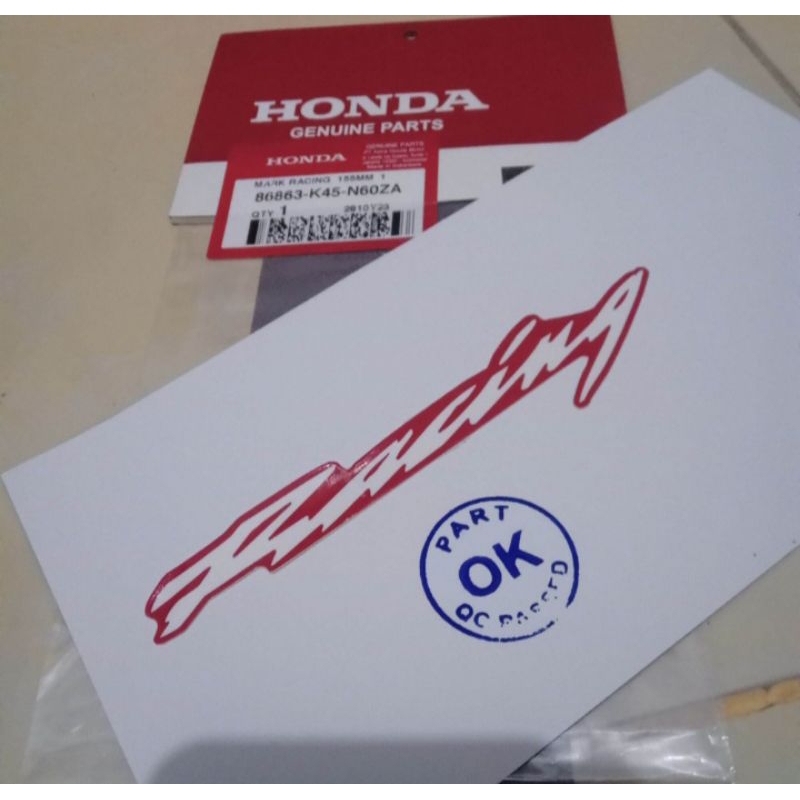 sticker stiker tulisan racing mark racing 155mm cbr 150r cbr 250rr original honda