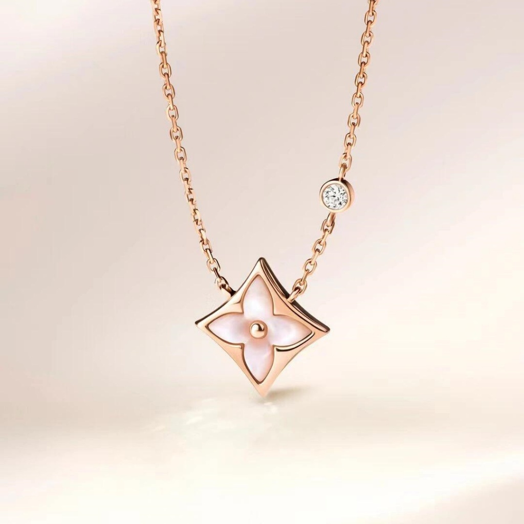 [100% Original/18K emas asli]LV Louis Vuitton color blossom Kalung Berlian Wanita emas 18K/Ibu Mutia