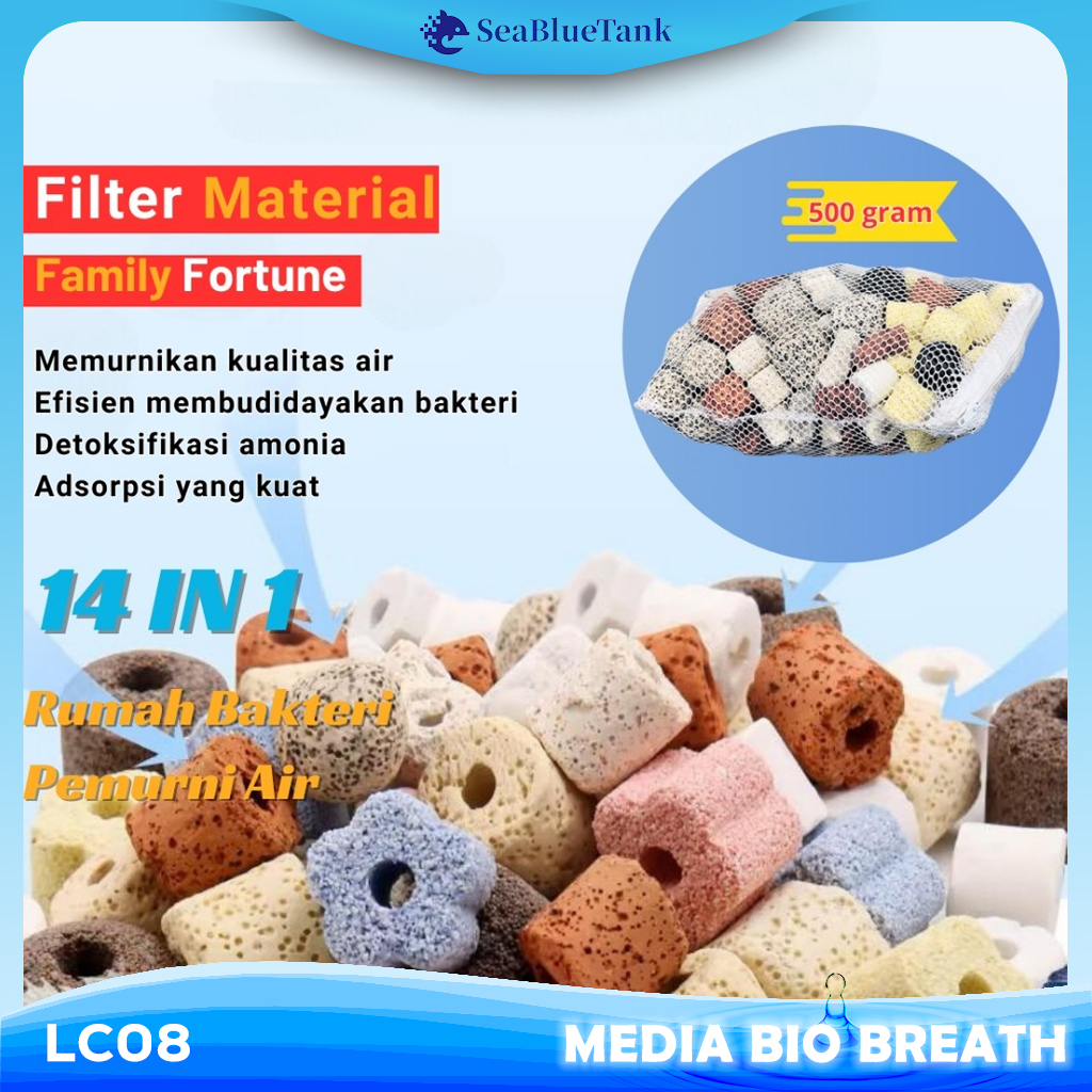 SBT Media Bio Breath LC08 Rumah Bakteri 14IN1 Media Filter Bakteri Akuarium Tank Kolam 500G