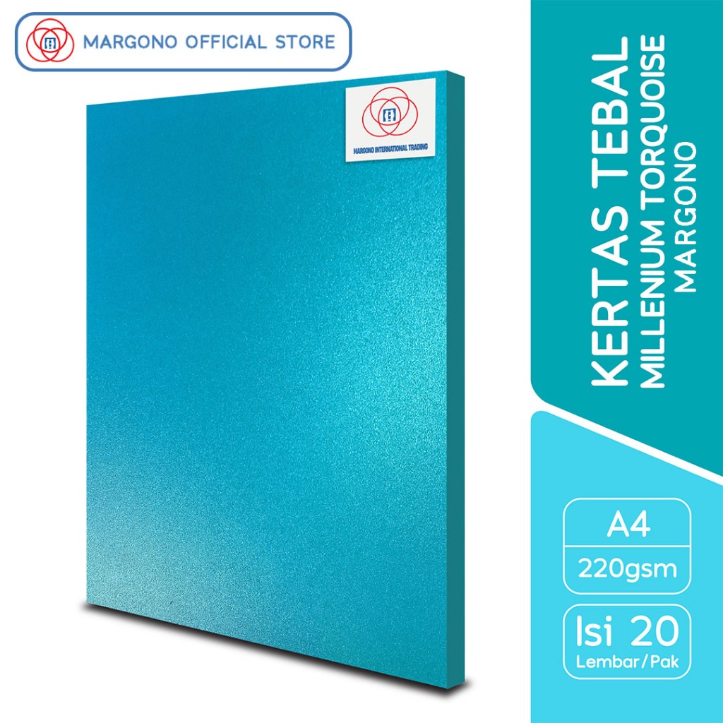

Margono Kertas Warna A4 Millenium Torquoise 220 gsm - 20 Lembar