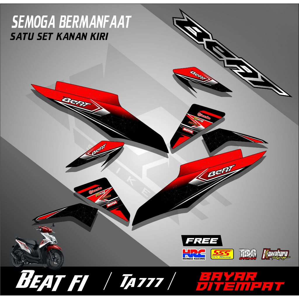 Striping Stiker Motor Beat Fi 2013-2015 Semifull Desain Simpel Kode TA777