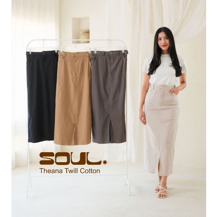 SOUL. Rok Wanita span skirt theana Katun twill